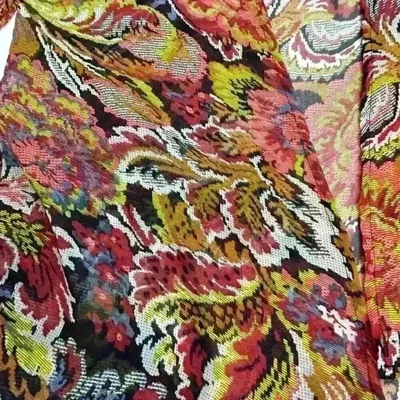 Say What Womens Small Multicolor Floral Boho Kimono Open Front Sheer 3/4 Sleeves - Picture 8 of 12